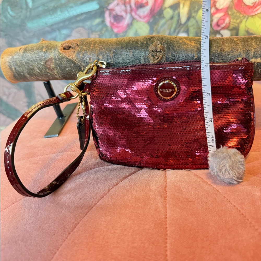Coach Red Sequin Wristlet Clutch